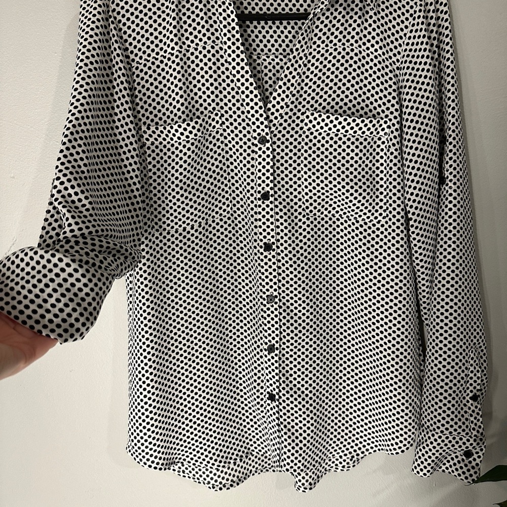 Chic Black and White Polka Dot Blouse